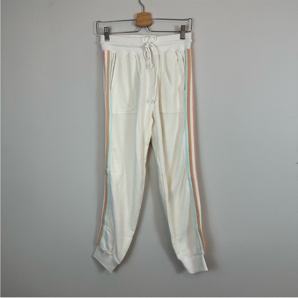 Faherty | Pastel Colorful Side Stripe White Sweatpants Joggers Size Small